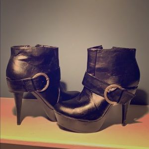 6” platform ankle booties with silver buckle